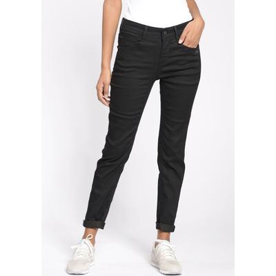 5-Pocket-Jeans GANG "94AMELIE", Damen, Gr. 32, N-Gr, schwarz, Denim/Jeans, Obermaterial: 60% Baumwolle, 36% Polyester, 4% Elasthan, unifarben, bequem lang, Jeans 5-Pocket-Jeans, aus Sweatdenim mit schrägen tief sitzenden Gesäßtaschen, Topseller