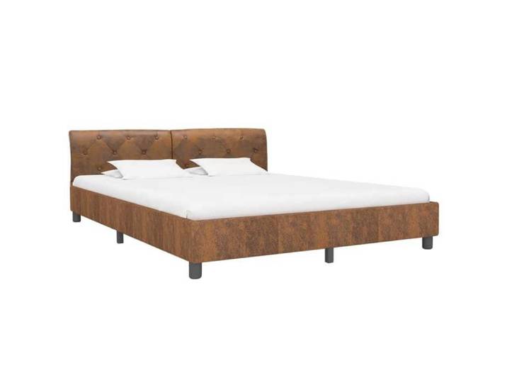 @FRENCH Cadre de lit adulte - Structure de lit 2 personnes - marron similicuir daim 180x200cm 8176190