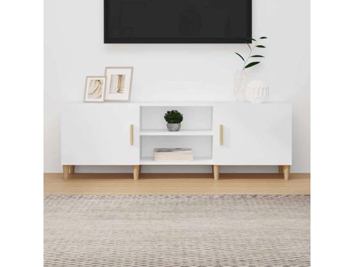 HEFZGDB Klassischer TV-Schrank Weiß 150x30x50 cm aus Holzwerkstoff mit reichlich Stauraum und Stabiler Tischplatte für Wohnzimmer und Unterhaltungselektronik
