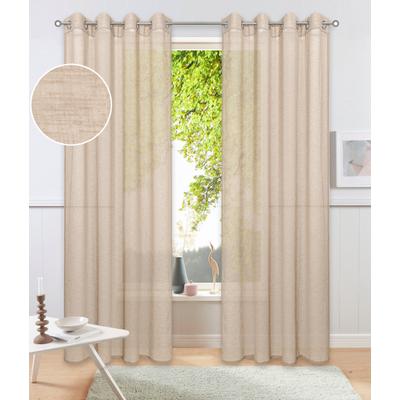 Gardine OTTO HOME "Kyllo, 2er-Set, Ösen, halbtransparent, Leinen-Look", beige (sand), B:140cm H:225cm, Polyester, Polyester, Gardinen, Gardine, Leinen-Look, halbtransparent, Ösen- Aufhängung, Pflegeleicht