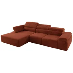 ECKSOFA RILASSO L Orange Plüsch - links