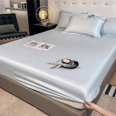 Uplift Picks Mulberry Silk Fitted Sheet Soft Elastic Silk Mattress Cover silver 140x190x25cm