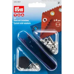 Prym Nähfrei-Ösen mit Scheiben, Größe: 4 mm Ø, Inhalt: 50 Stück