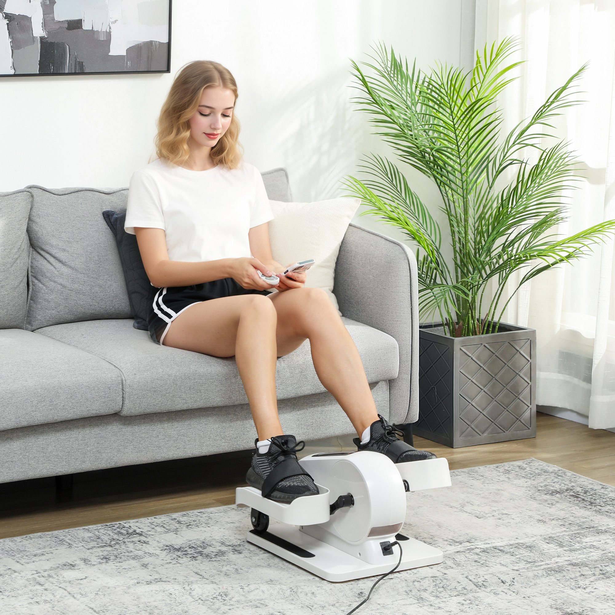 Sportnow Mini ellittica elettrica con 12 velocità & 7 livelli di resistenza, Bianco   Aosom Italy
