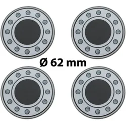 4 x Ø 62 mm Polymere Aufkleber / Schrauben-Optik / Nabenkappen, Felgendeckel