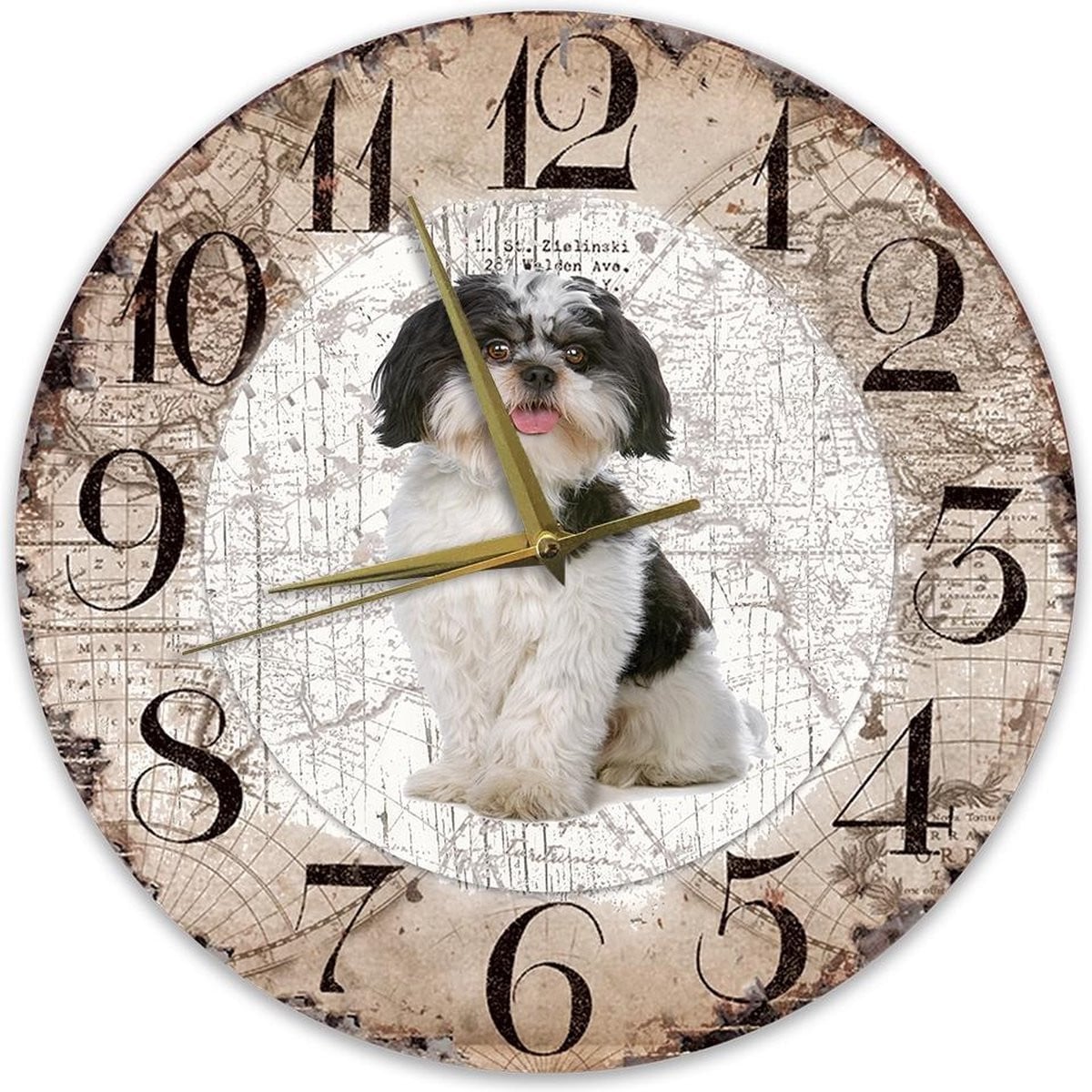 Boomer Houten Klok met Hond ontwerp - 30 cm