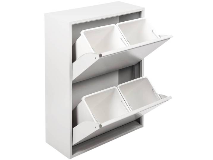 Poubelle en métal blanc 60x25x93h cm