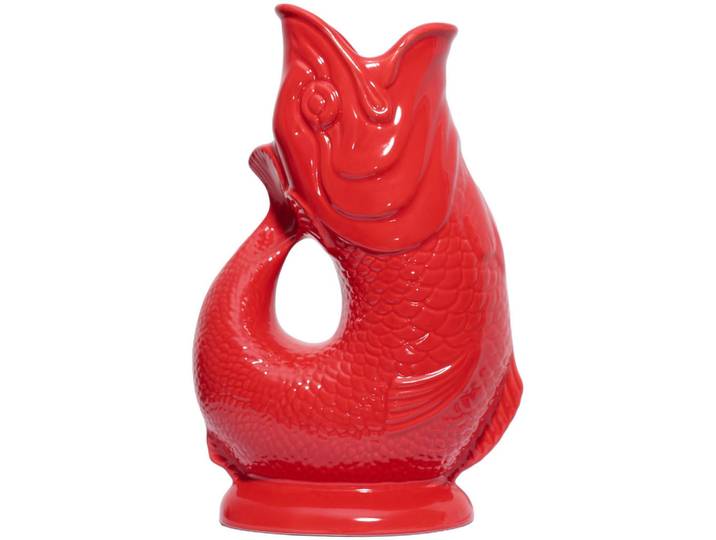 Gluckigluck Karaffe mit „Gluck-Gluck“-Geräusch 27,5/17/9,5 cm, Rot, Keramik, Tiere, 1.2 L, Organisch, handgemacht, Geschirr, Kannen & Karaffen, Wasserkaraffen & Krüge