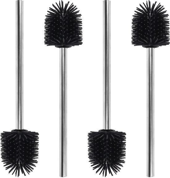 Benza Siliconen WC-borstelset, 4 stuks, zwart, B/D/H: 41 x 12 x 9 cm