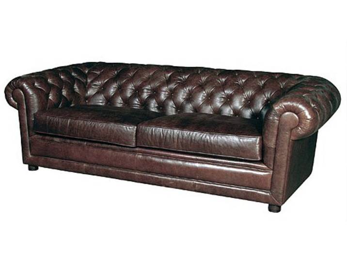 JVmoebel 3-Sitzer Braunes Chesterfield Ledersofa mit kunstvoller Polsterung, Made in Europa