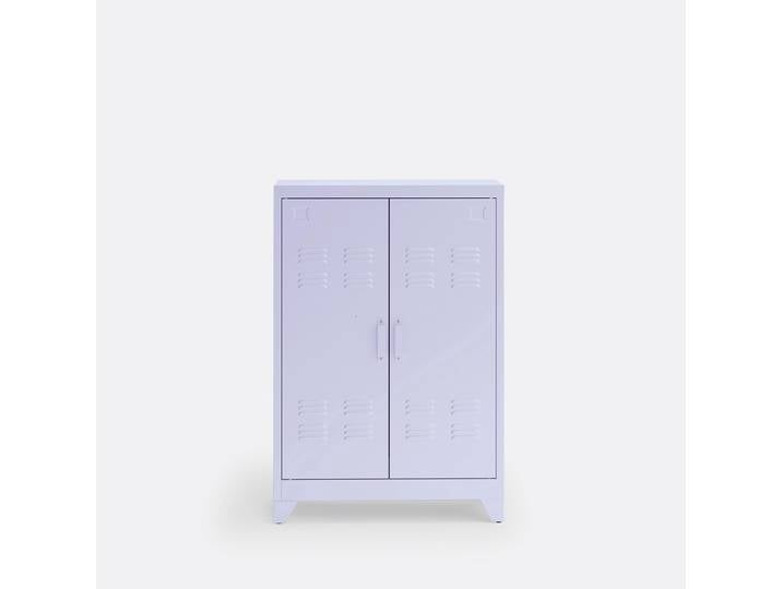 LA REDOUTE Armoire basse 2 portes en métal acier, HIBA Bleu Lavande