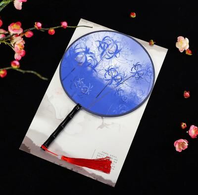 Multisell Products Hub Vintage Printing Silk Hand Fan, Round Cheongsam Tang Suit, Ancient Tassel Dance Fan, Multistyles Diameter 4