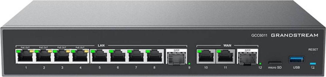 Grandstream Networks GCC6011, Gigabit Ethernet (10/100/1000), Power over Ethernet (PoE), Rack-Einbau, Wandmontage