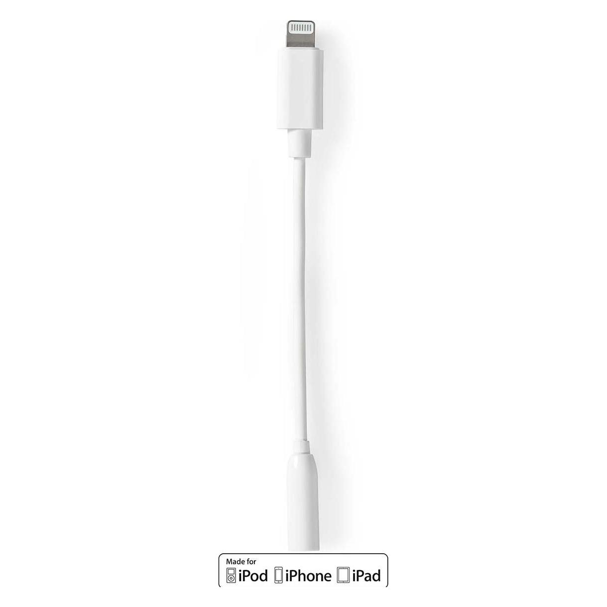 Nedis Lightning Adapter Apple Lightning 8-Pin 3.5 mm Female Nickel Plated 0.10 m Round PVC Box (CCGB39950WT01)