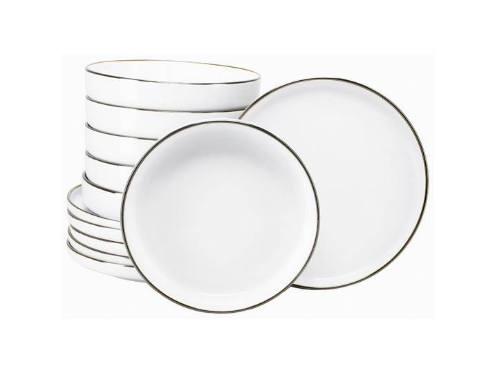 Creatable Tafelservice Nordic Festive Weiss, Weiß, Goldfarben, Keramik, 12-teilig, stapelbar, Geschirr, Geschirrsets, Tafelservice