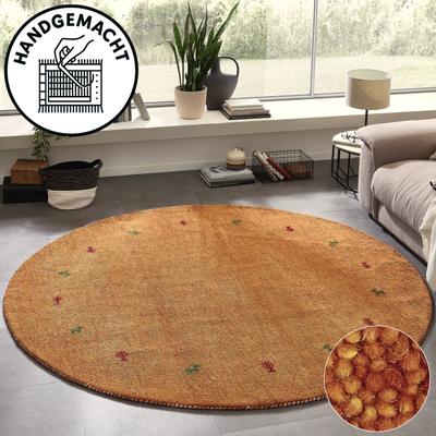 Wollteppich THEKO "Gabbeh Motiv, Handgefertigt, Teppich, Tiermotiv, reine Wolle" Gr. 10, orange (terra), H:14mm Ø:200cm, Wolle, Teppiche, reine Wolle, Wohnzimmer, Schlafzimmer, Esszimmer