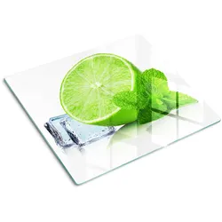 GLASPLATTE 60x52 cm Limette mit Eis