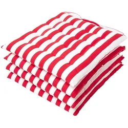 STUHLKISSEN 4er-Set, 40/40/5 cm rot-weiß gestreift