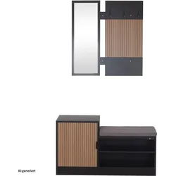HTI-Living, Garderobe + Kleiderstange, Garderobe Dana mit Schuhbank Schwarz