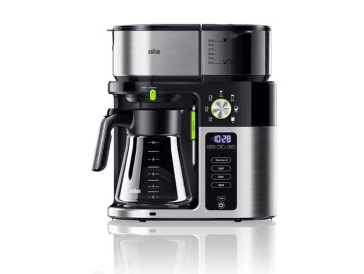 Braun MultiServe KF 9050 BK Kaffeemaschine - Filterkaffeemaschine mit Glaskanne, Direktwahl von 7 Portionsgrößen für bis zu 10 Tassen, Touch Display, Zeitschaltuhr, 1750 Watt, Edelstahl/Schwarz