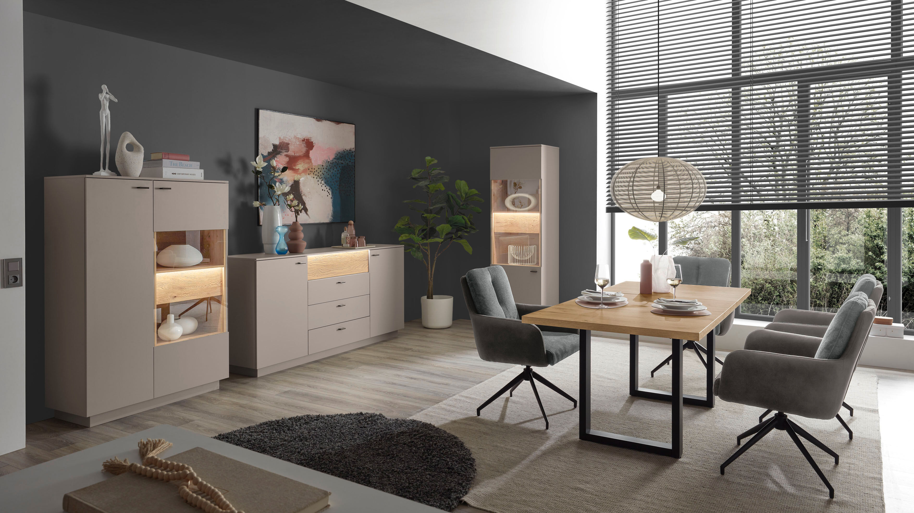 Esstisch MÄUSBACHER "Lino", braun (schwarz feinstruktur, asteiche, schwarz feinstruktur, produkt fällt nicht unter das elektrog.), H:73cm T:90cm, Tische, Esstisch, Metallgestell in U-Form, ausziehbar 160 auf 210 cm schwarz feinstruktur, asteiche, schwarz 