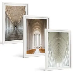 BILDER SET 3er Set - 40x60 cm Weißer Rahmen - Innenräume historischer Gebäude