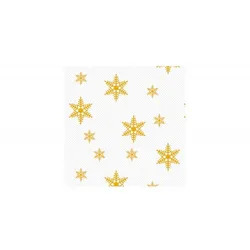 Schachtel mit 600 Papierservietten Punta Punta 40x40 Weiß verzierte Sterne (Goldtinte) Weihnachten