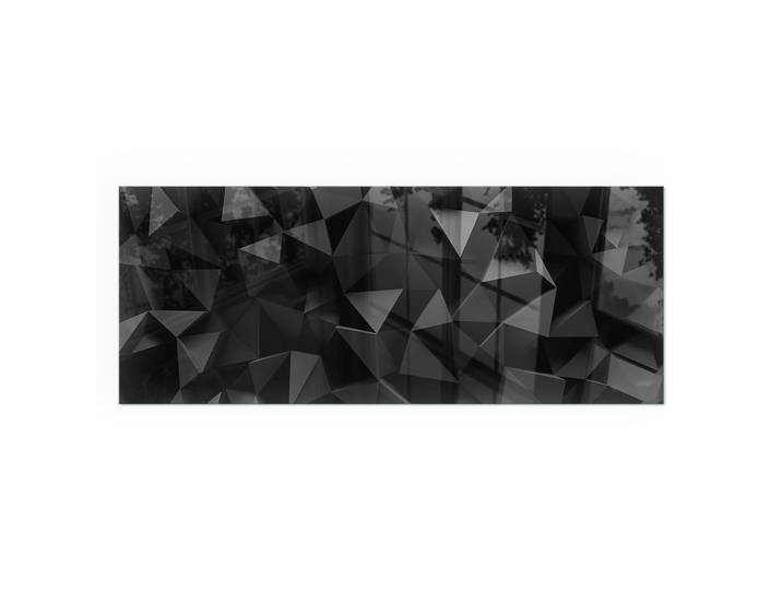 Tulup Kaminbodenplatte 125x50 cm - Dreidimensionale Geometrie, Schwarz, Glas, Rechteckig, 125x50x0.4 cm, Elektrogeräte, Heizgeräte, Elektrokamine