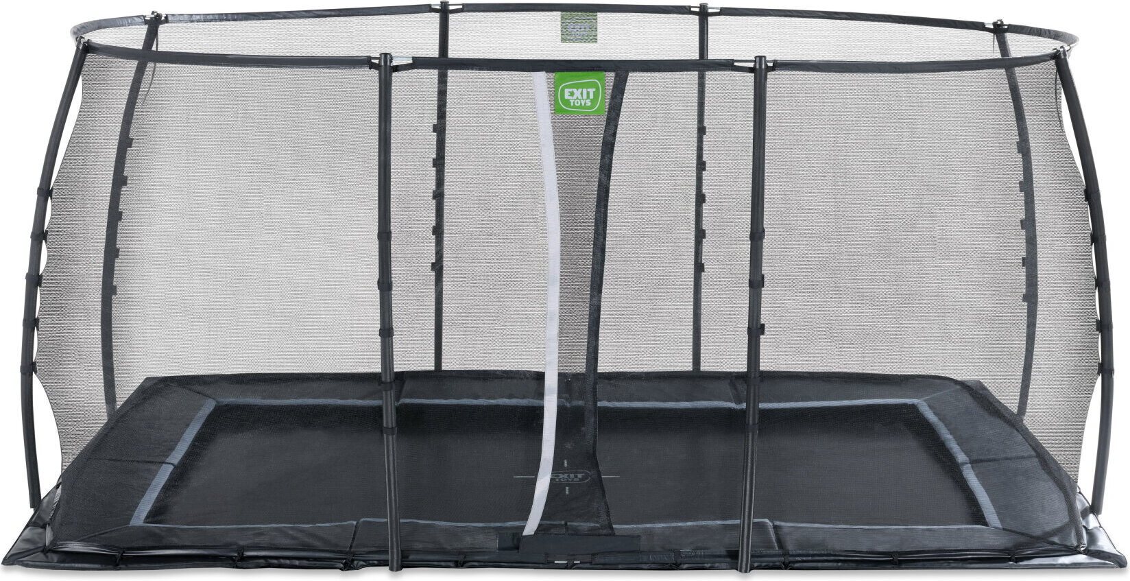 EXIT Dynamic Trampolin 244x427cm, mit Sicherheitsnetz, Bodentrampolin, Rechteckig, für Kinder, Schwarz