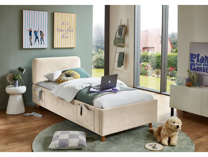 Lit rembourré Cosy 90 x 200cm Sans sommier Beige