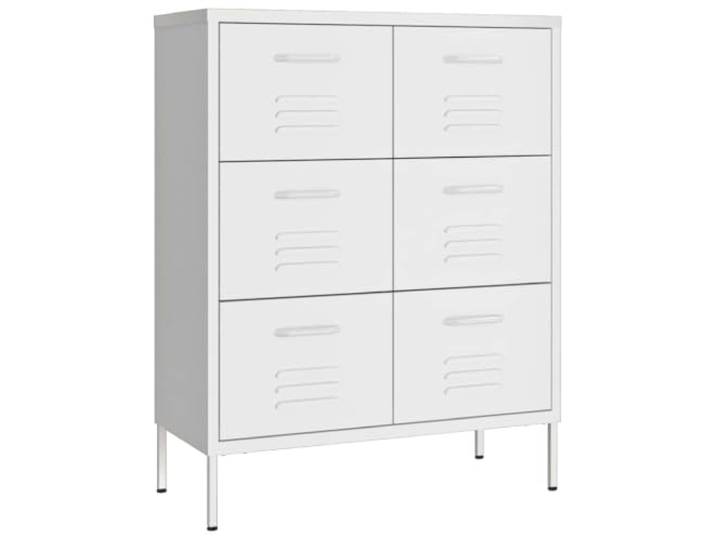 vidaXL Schubladenschrank mit 6 Schubladen Sideboard Kommode Anrichte Schrank Beistellschrank Mehrzweckschrank Weiß 80x35x101,5cm Stahl