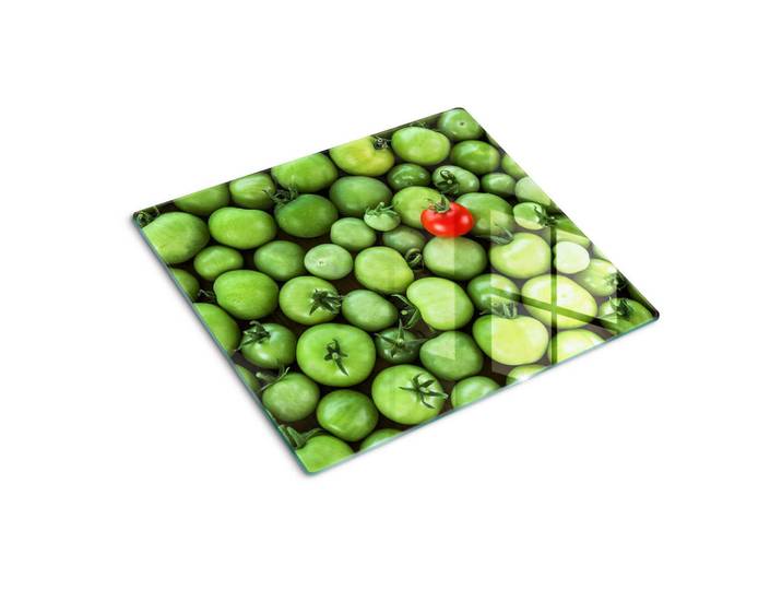 Tulup Glasplatte 60x52 cm Reife Tomate, Rot, Glas, 60x0.4x52 cm, Küchen, Küchenelektrogeräte, Herde, Herdabdeckplatten
