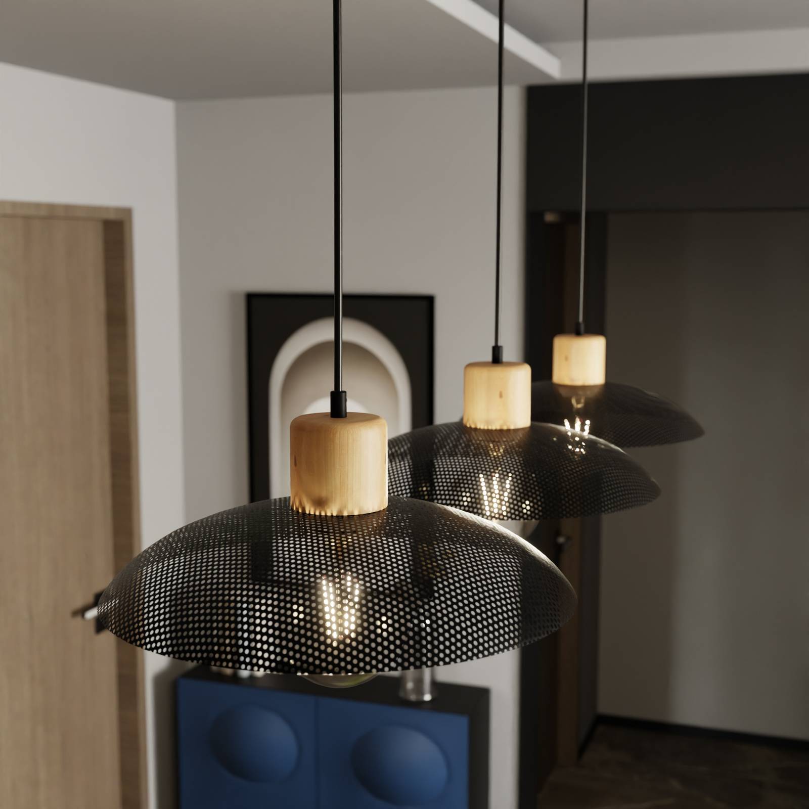 Hängelampe Kobe EMIBIG LIGHTING, dimmbar, schwarz, für Wohn- / Esszimmer, Metall, Pendelleuchte