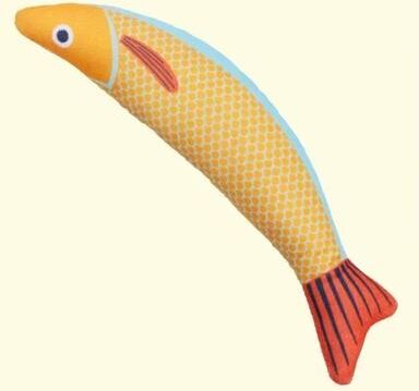 Uplifted Goods Interactive Cat Fish Toy With Crinkle Sound yellow