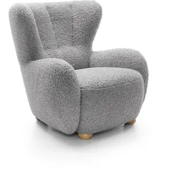 SESSEL MIST, Polstersessel Klassisch Loungesessel, Bucle-Stoff Grau