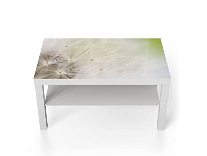 DEQORI Glastisch weiß groß 90x50 cm Motiv Pusteblume ganz nah ausgefallener Beistelltisch aus Glas Hochglanz Couchtisch fürs Wohnzimmer moderner Couch Tisch mit Design