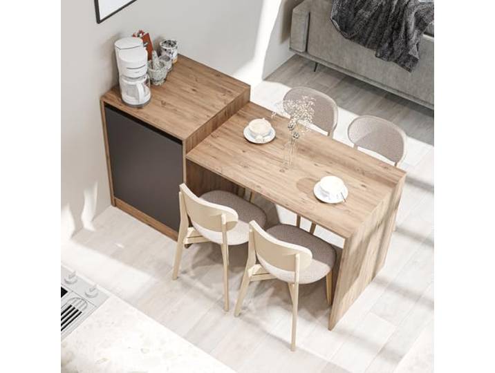 ROOMART Kücheninsel Milano 160 x 85 x 60 cm – Küchentisch mit Stauraum Anthrazit-Eiche, Kücheninsel, E1-Melaminharzplatten