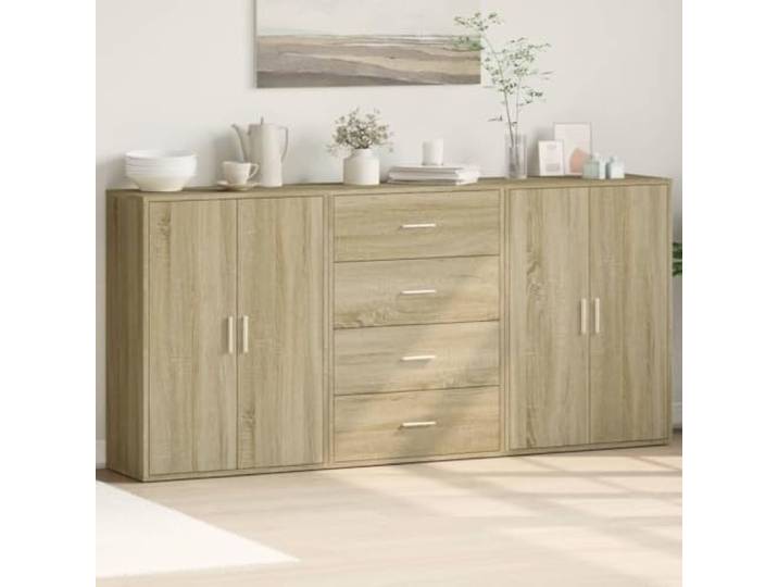 HEFZGDB Sideboard aus Holzwerkstoff mit glatter Oberfläche, langlebiges Sideboard zur Aufbewahrung von Büchern und Dokumenten, moderner Schrank mit praktischem Stauraum, hohe Stabilität