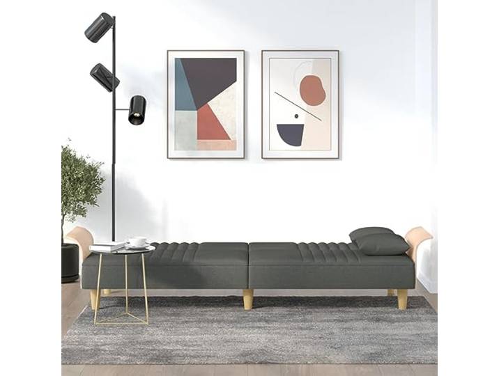 KTHLBRH Schlafsofa Dunkelgrau Stoff 224 cm Verstellbare Rückenlehne, Rahmen aus Sperrholz, 2 Kissen inklusive, maximale Belastung 110 kg