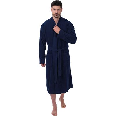 Unisex-Bademantel WEWO FASHION "3049" Gr. S, blau (navy), L:120cm, Leichtfrottier, Hausmäntel, leichter Reisebademantel