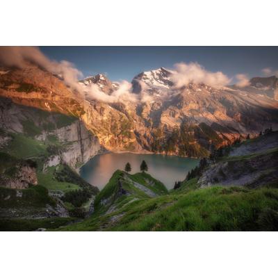 Fototapete PAPERMOON "Photo-Art RICHARD BERESFORD HARRIS, OESCHINSEE", bunt, B:5m L:2,8m, Vlies, Tapeten