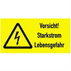 Aufkleber Vorsicht! Starkstrom Lebensgefahr, Kombischild, Folie, 105x52 mm