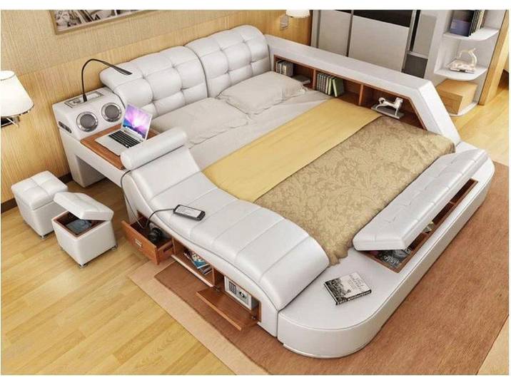 Xlmoebel Multimediabett Multifunktionales Bett mit beheizbarer Liegefläche und USB-Anschluss (Bett, 1-tlg., Bett), Hergestellt in Europa