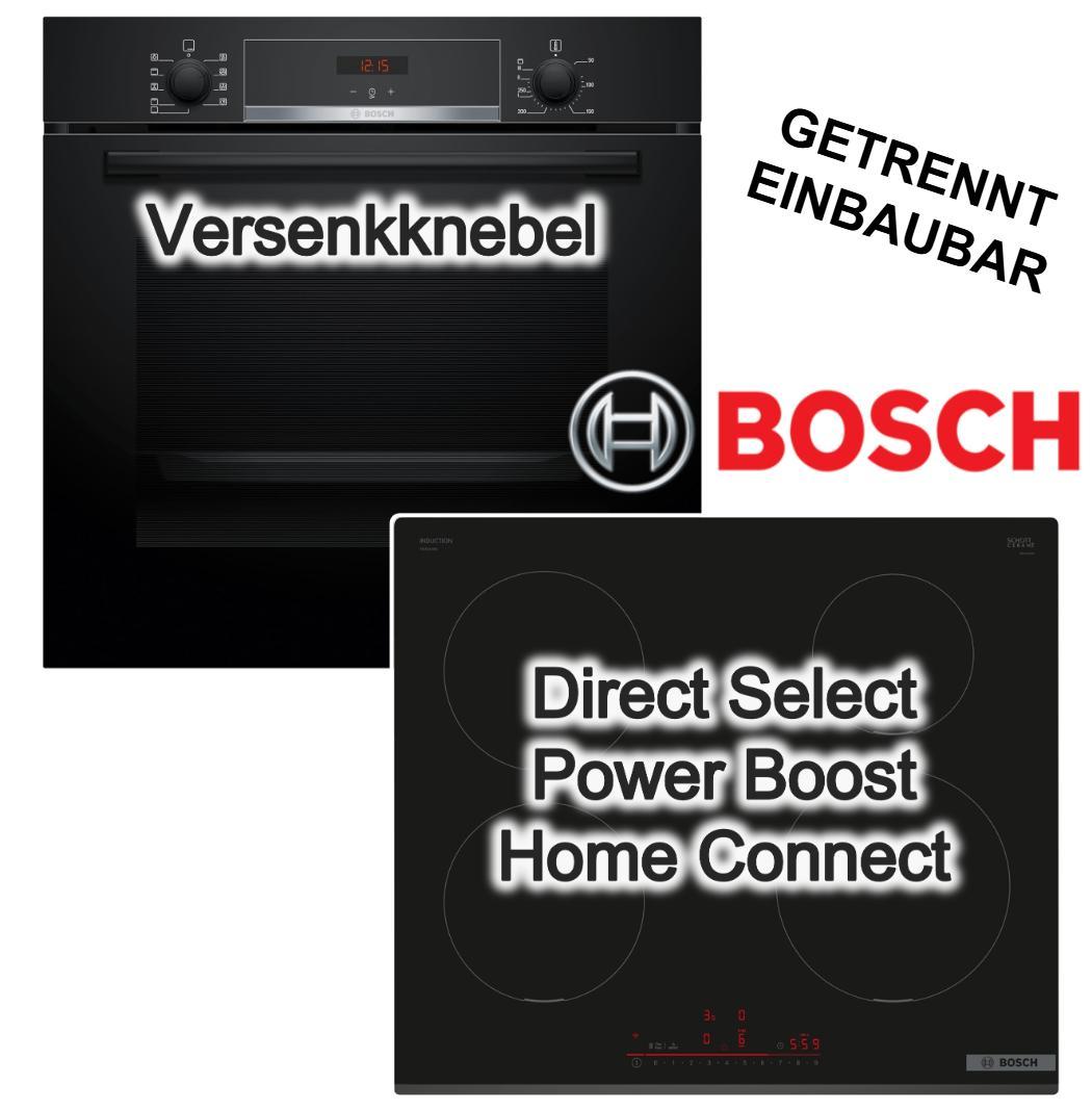 Bosch Herdset 3D Heißluft Hydrolyse + Induktionskochfeld PowerBoost Home Connect