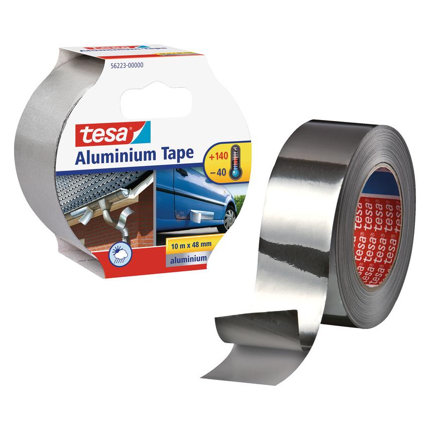tesa Aluminiumband, selbstklebend, für Reparaturen von metallischen Oberflächen (50 mm) (56223-00000-11)