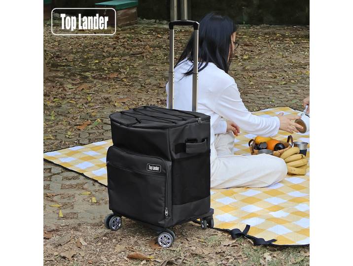 Sac isotherme pliable de 40l, avec poignée à roulettes, grande poitrine de glace isolée, Camping pique-nique voyage barbecue en plein air stockage des aliments