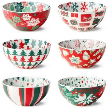 "Certified International Holiday Spruce Set of 6 All Purpose Bowl 4.75in - 4.75"" L x 4.75"" W x 2.25"" H"