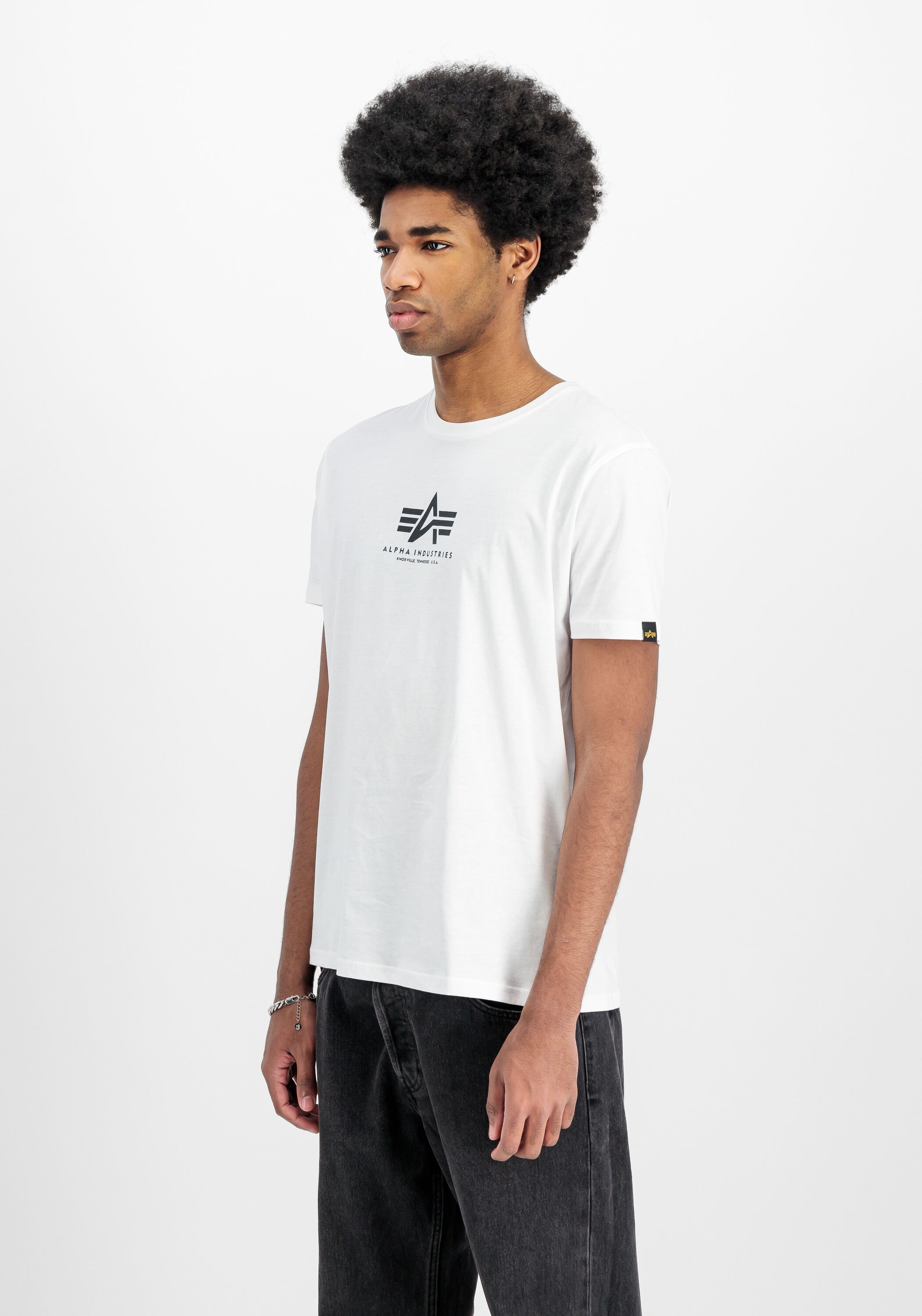 T-Shirt ALPHA INDUSTRIES "Basic ML T-Shirt", Herren, Gr. XXL, weiss (weiß), Obermaterial: 100% Baumwolle, Shirts T-Shirt weiß XXL