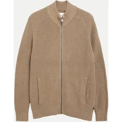 Strickjacke mit Reißverschluss Braun 3XL
