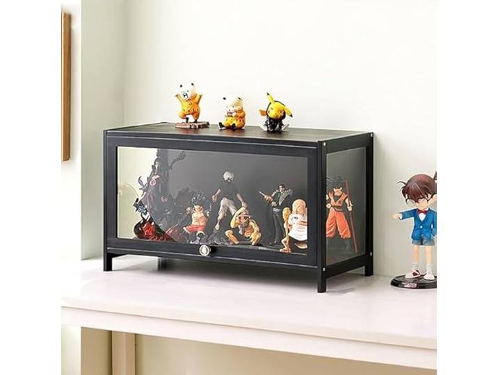 Hynbdes Glasvitrine, Wohnzimmervitrine, Vitrine, Starke, dichte und staubdichte Struktur, geeignet für Verschiedene Szenarien (eine Schwarze Schicht 70 * 33 * 40 transparent auf DREI Seiten)